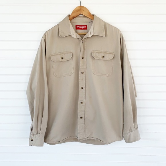 Wrangler Other - Wrangler Khaki Tan Button Down Shirt